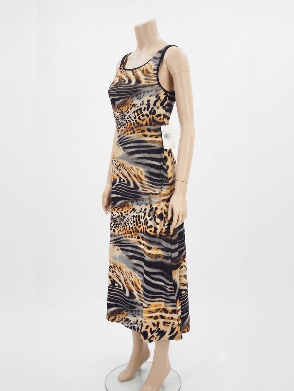 VENUS Animal Print Maxi Dress in Black and Tan